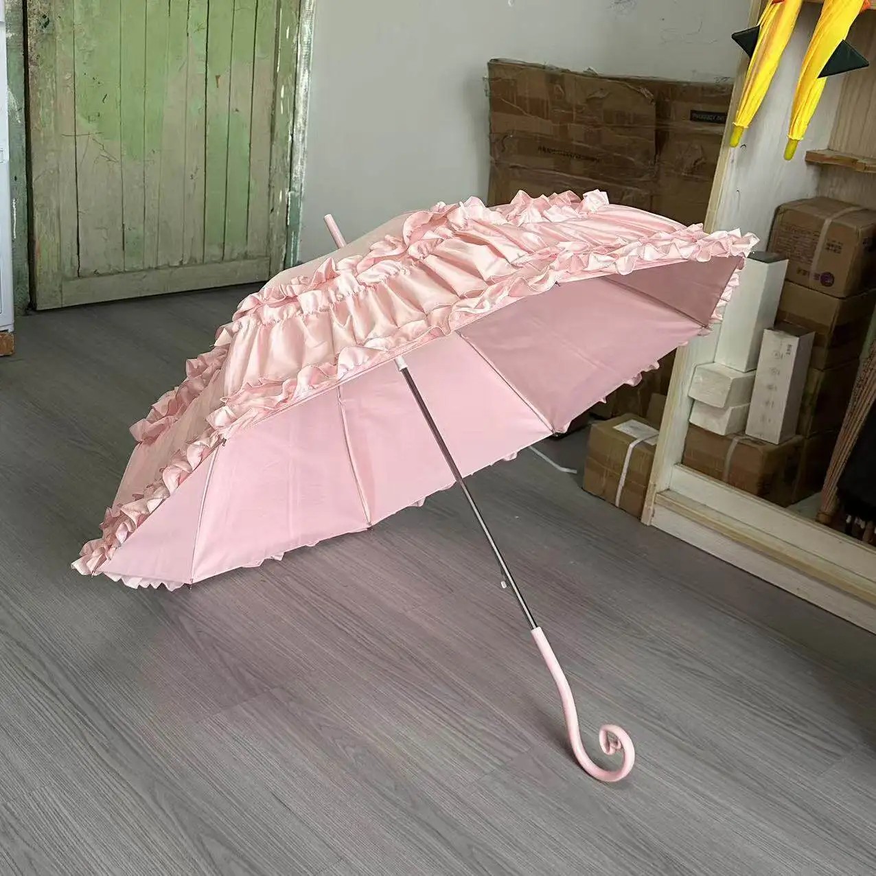 Lolita Princess Umbrella Lace Edge European Style Retro Skirt Edge Umbrella High-Value Heart Shaped Handle Creative Umbrella
