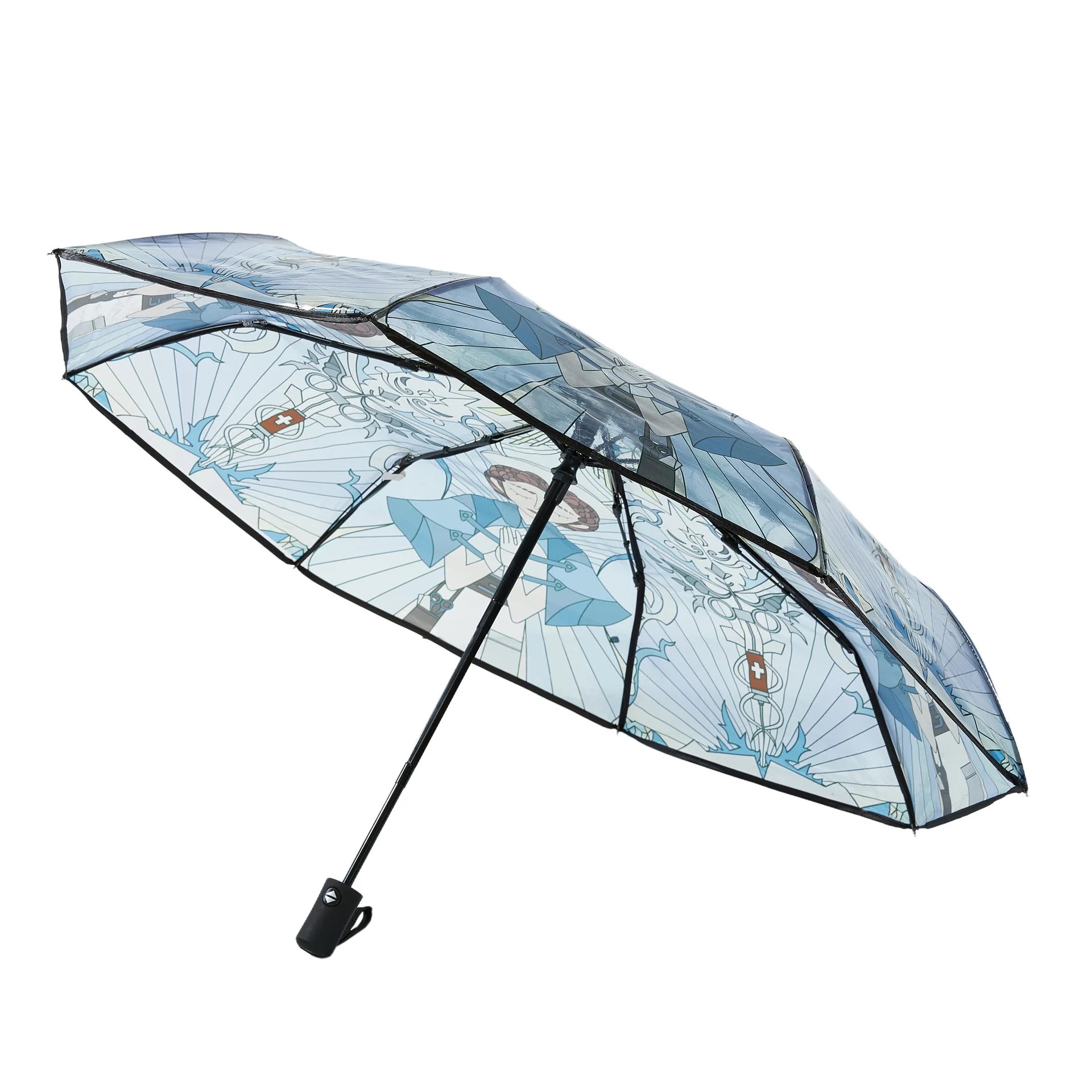 Custom Logo Printing Transparent Umbrella Creative Design Full Customization Fully Automatic Folding Umbrella Business Umbrella