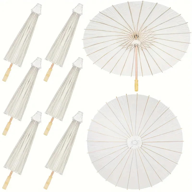 Wedding Parasol European and American Wedding Paper Umbrella Outdoor White Parasol for Lawn Wedding Party Photography Decoration