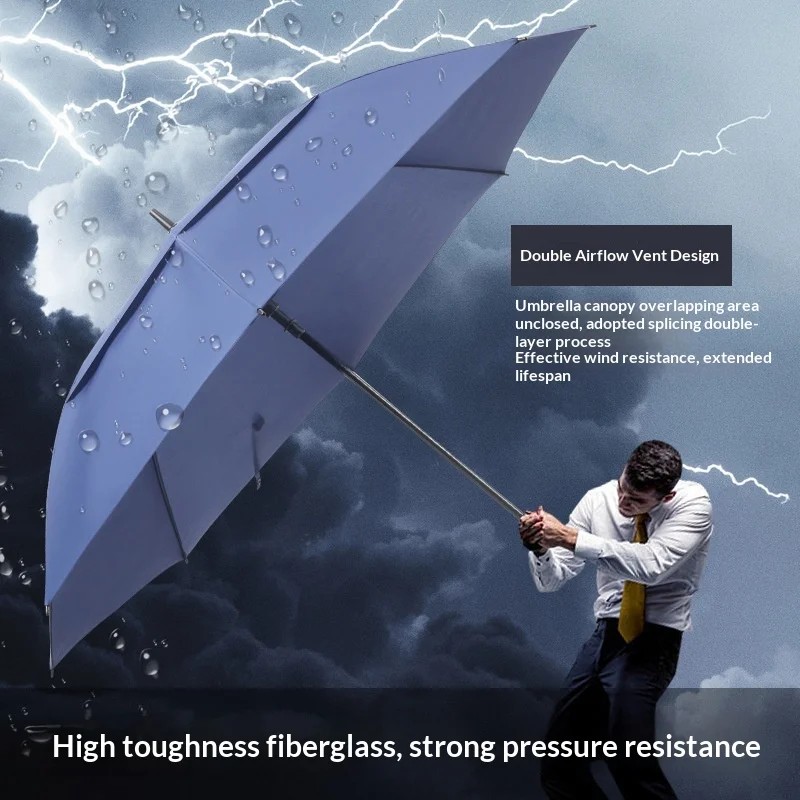 30inch Manual Golf Umbrella Windproof Breathable Logo Printable Long Handle Thickened Men's Business Extra Large Portable Sun