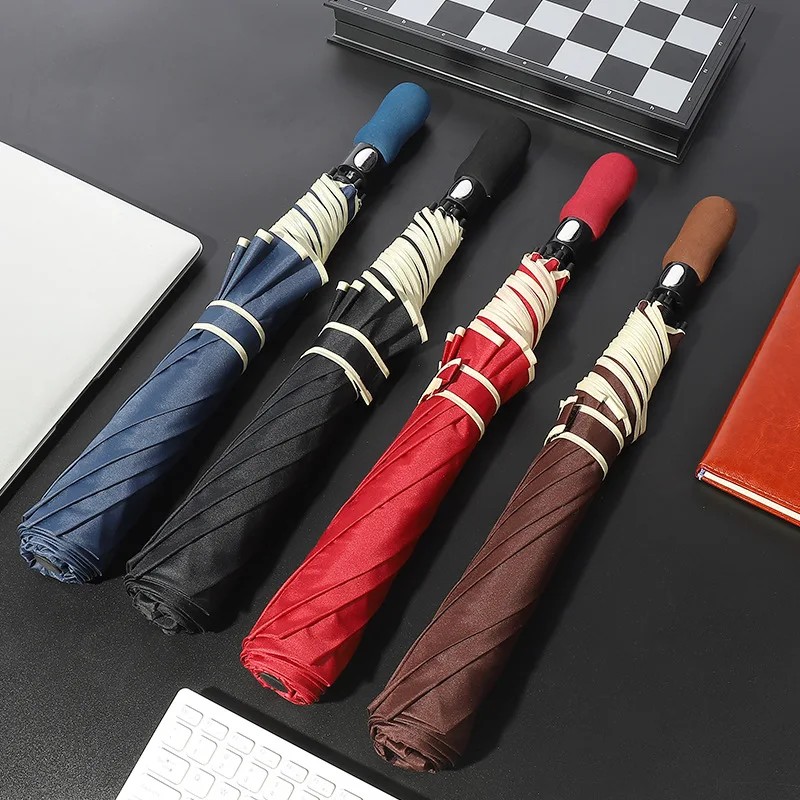 Large Wholesale Oversized Two-Fold Semi-Automatic Umbrella Sturdy Folding Customized Advertising Business Gifts