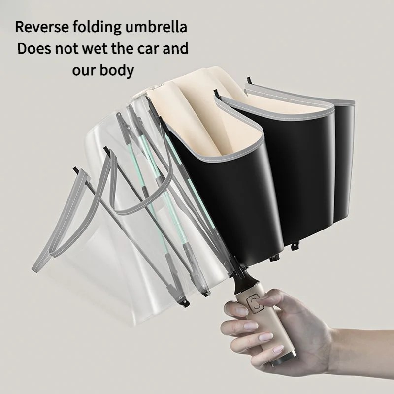 Fully Automatic Large Umbrella for Men Sun and Rain 3 Fold Women's Sun Protection Folding Sun Umbrella Custom Advertising