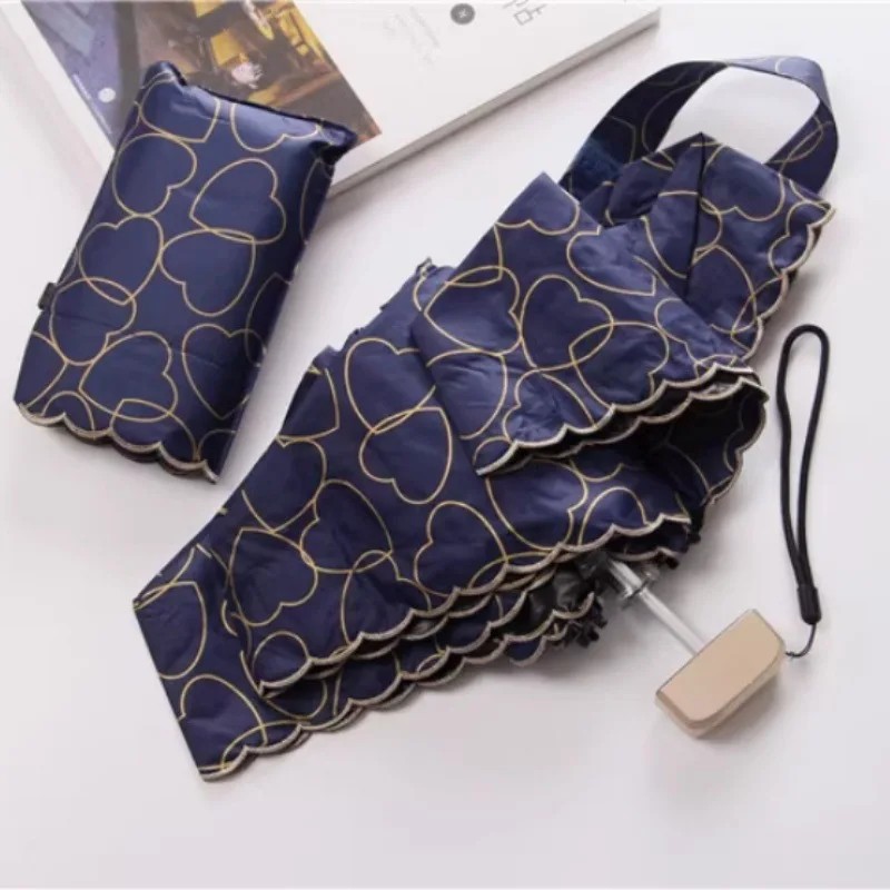 Ultra-Light Portable Compact Folding Fresh Style Sun Umbrella Black Coating Sun Protection Umbrella UV Protection Umbrella Women