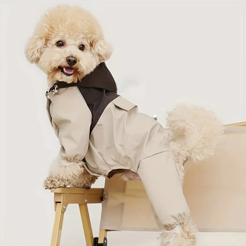 Pet Dog Waterproof Windproof Raincoat with Contrast Color Stitching Universal Fit