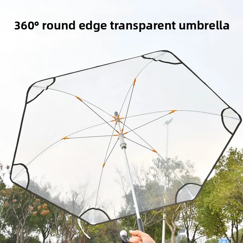 Transparent Children's Long Handle Straight Rod White Advertising Umbrella with Custom Logo Printing for Business Gifts