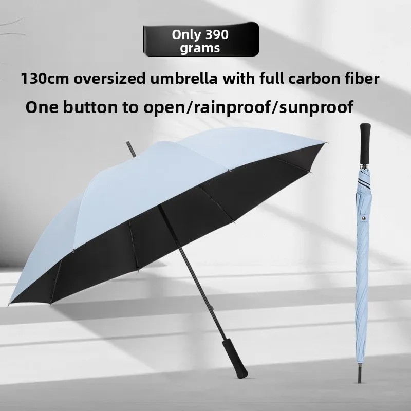 Ultra-light Large Carbon Fiber Manual High-end Business Straight Umbrella Black Rubber Sun-proof UV-proof Wind-resistant Golf