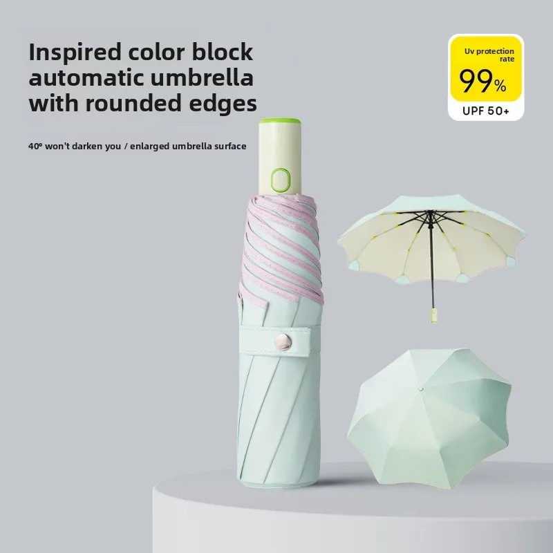Semi-Automatic Dual-Purpose Collapsible Umbrella with UV Protection Modern Minimalism Design Resort Use Lightweight