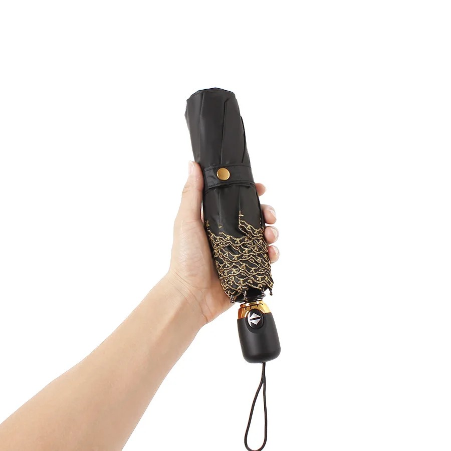 Spot RECHAR Embroidered Five Pointed Star Automatic Self Opening Folding Umbrella UV Protection 98 cm Diameter Three Fold Design