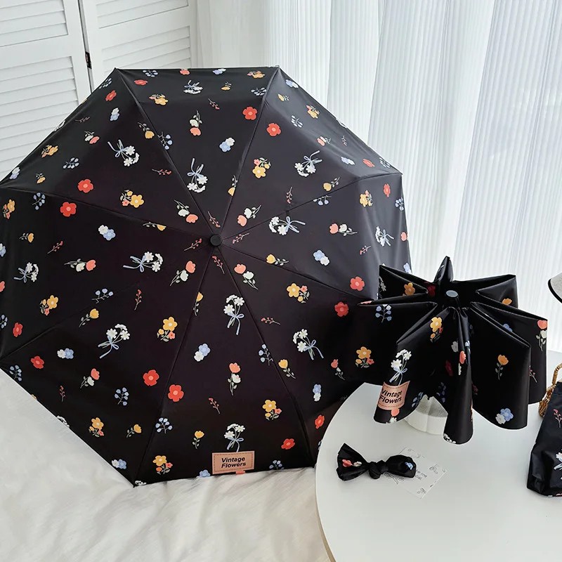 Ancient Style Chinese Style Folding Automatic 5 Fold Dual-Use Umbrella for Women Sunshade Sun Umbrella Customizable with Logo