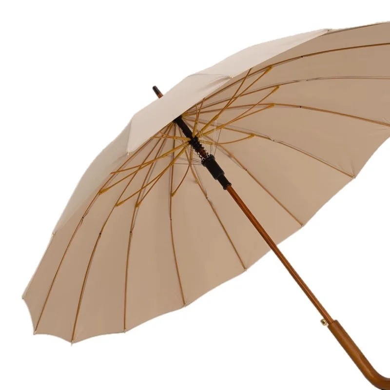 Extra Large Long Handled 16 Rib Men's Thickened Reinforced Sturdy Windproof Semi Automatic Closure Two Way Sunny Rainy Umbrella