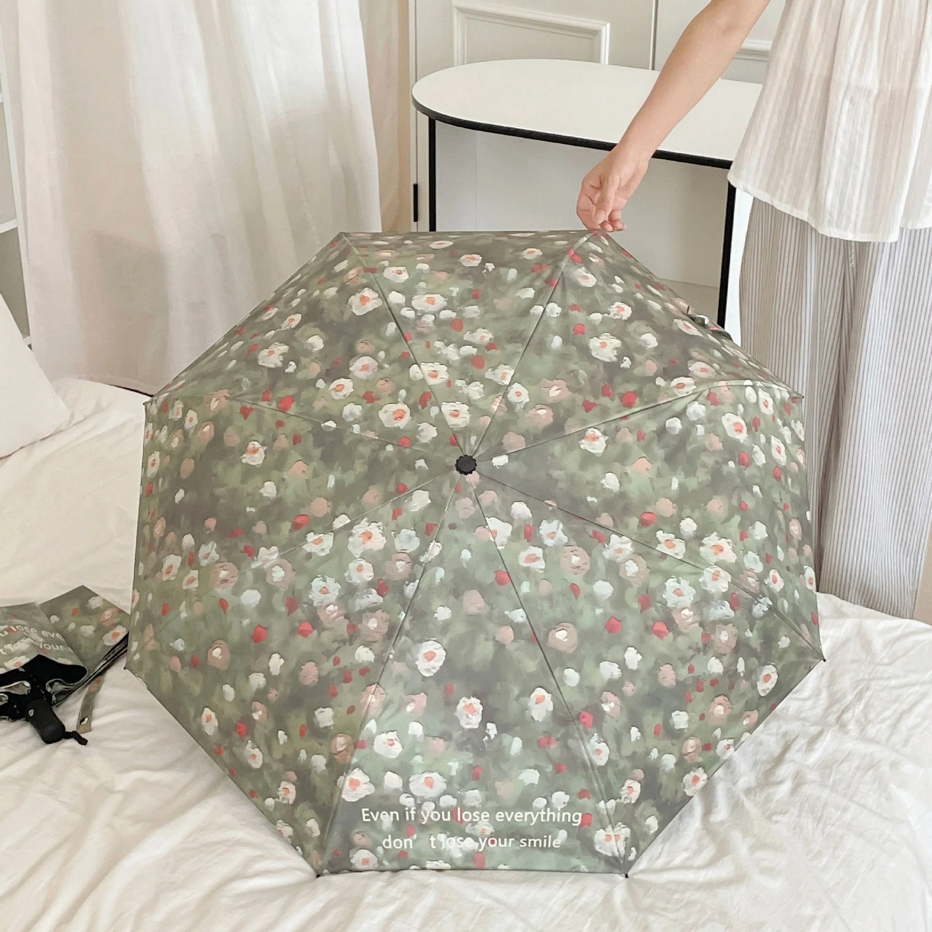 Fully Automatic High-End Casual Dual-Use Sunny & Rainy Day UV Protection Foldable Umbrella with Rubber Handle and 8 Ribs