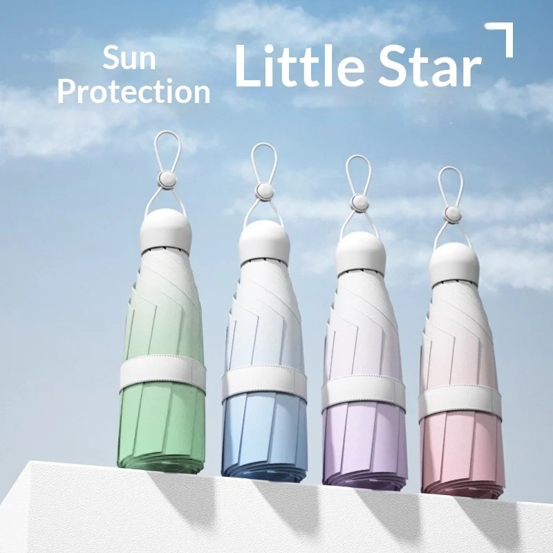 6-rib Manual Sun Umbrella Gradient Color Lightweight Adult Mini All-Weather Capsule Umbrella Wholesale