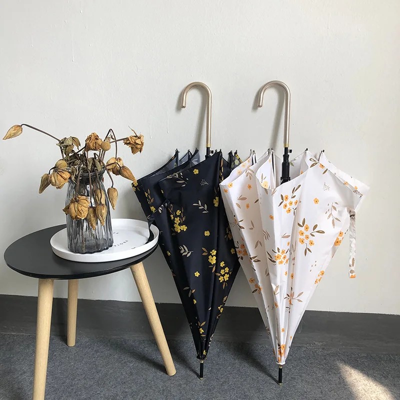 Free Shipping Fresh and Lightweight Automatic Straight Umbrella Artistic Creative Leather Long Handle Umbrella