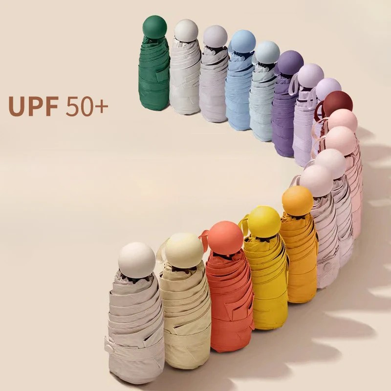 Lightweight Compact Portable Anti-UV Women's Capsule Sunscreen Sun Umbrella Customizable Logo-Dual-use Business Gift Umbrella