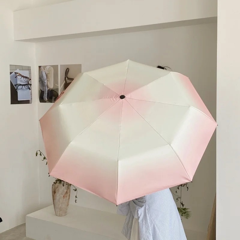 Women's Casual Sun Umbrella Gradient Color UV Proof Fully Automatic 8 Ribs Durable Tough for Sunny and Rainy Days