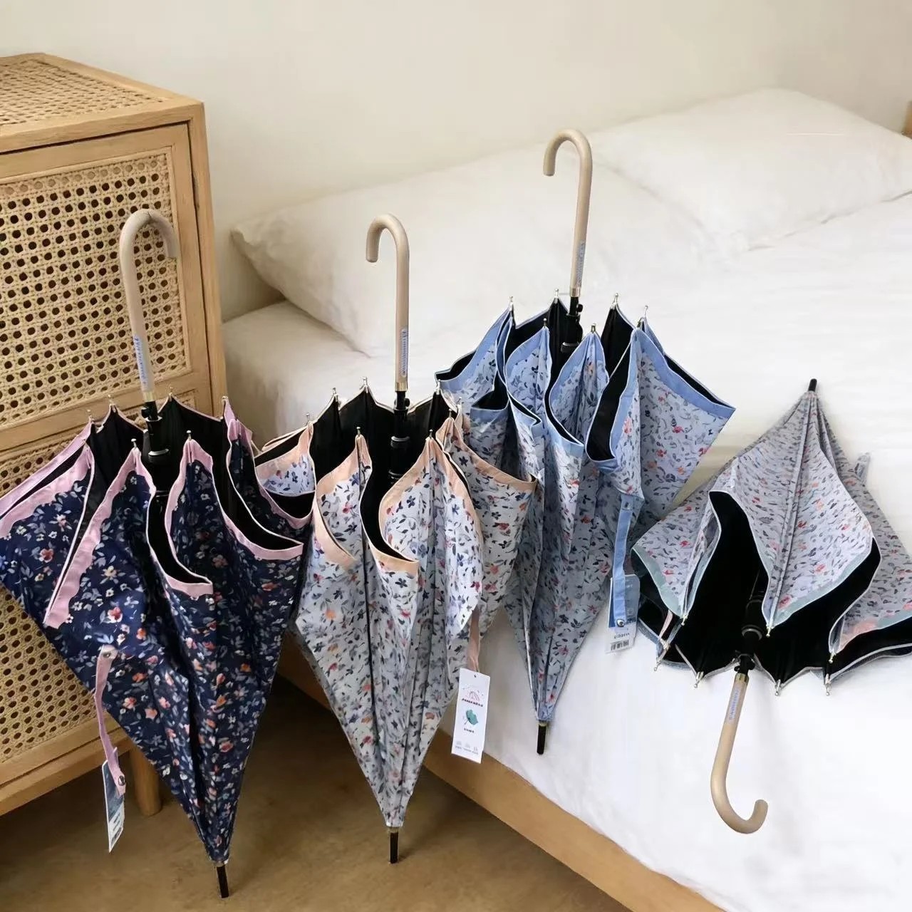 Automatic Umbrella Women's High End Dual Use Sun Umbrella Black Collision Cloth UV Protection Sunshade Simple Long Handle Garden