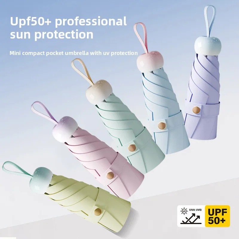 Small Portable Three-fold Sunshade Sunscreen Umbrella for Women UV Protection Mini Manual Dual-use Sunny Rainy Business Gifts