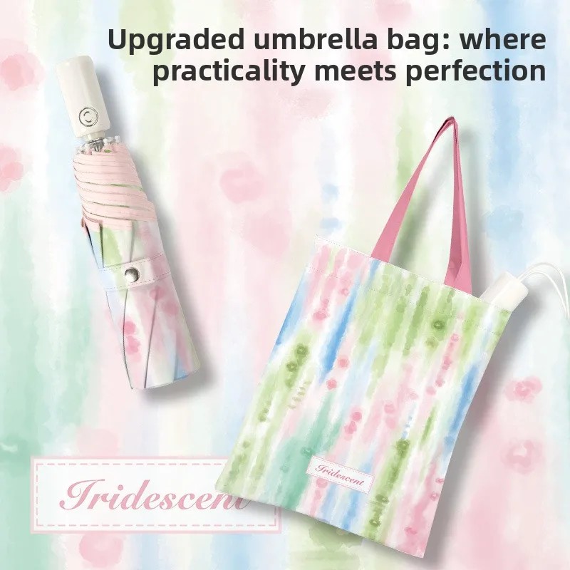 Color Glue Semi-Automatic Anti-Rebound Anti-Sun & Rain Dual-Purpose Three-Fold Aluminum UV Protection Sunshade Umbrella