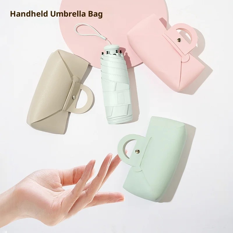Sunscreen Sunshade Folding Telescopic Hidden Handle Five-fold Sunny Rainy Dual-use Capsule Umbrella with 6 Ribs Modern Design