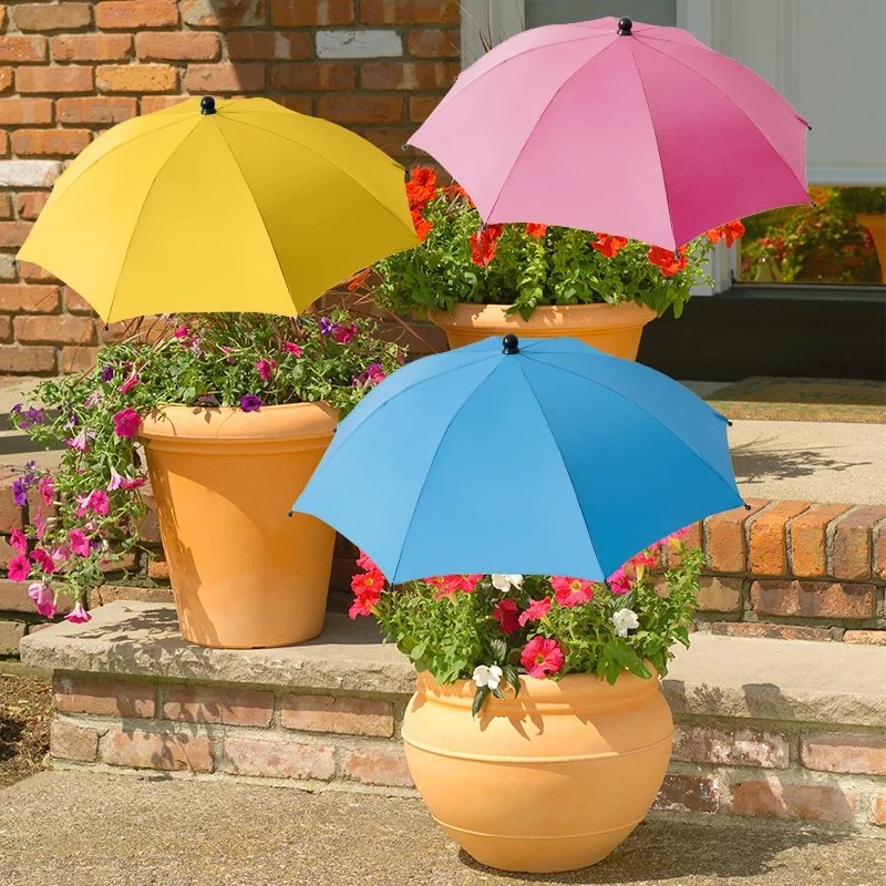 High End Manual 8 Ribs Ground Mounted Garden Plant Protection Umbrella Rainproof Sunshade Outdoor Wholesale