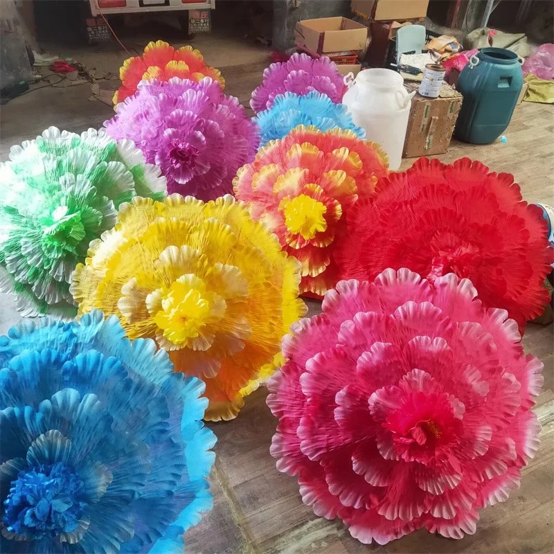 Peony Flower Handmade Children's Dance Performance Stage Props Umbrella for Opening Ceremony and Sports Games