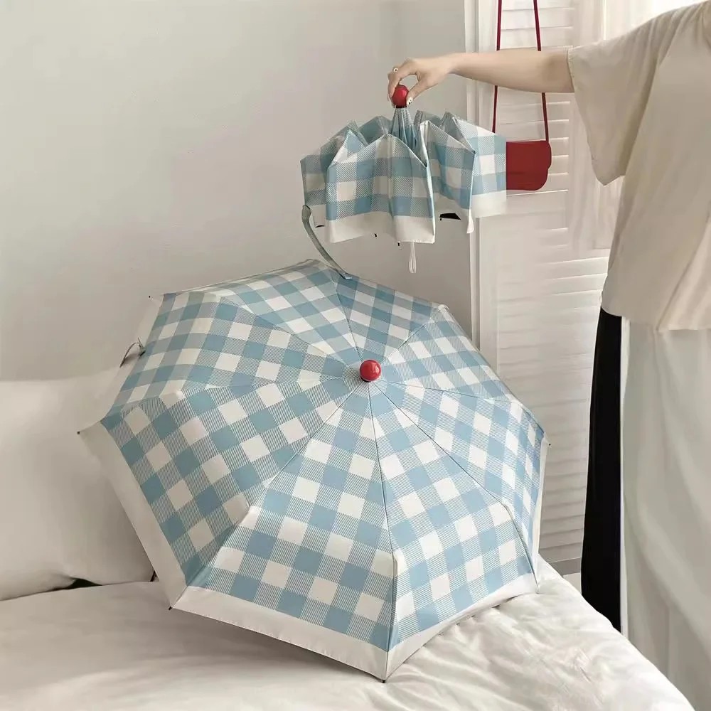 Minimalist Plaid Sun Umbrella UV protection Foldable Automatic Umbrella for Women Dual-use Sun Rain Business Gifts Modern Simple