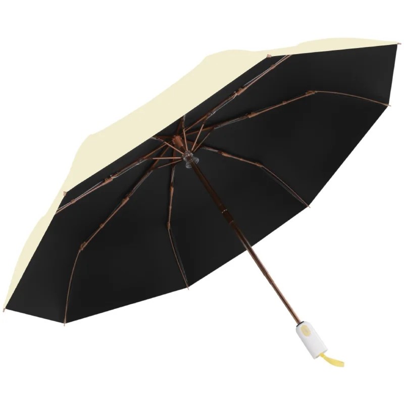 Colorful Handle Fully Automatic Vinyl UV protection 3 Folding Umbrella High End Feel Business Gifts Printable Logo