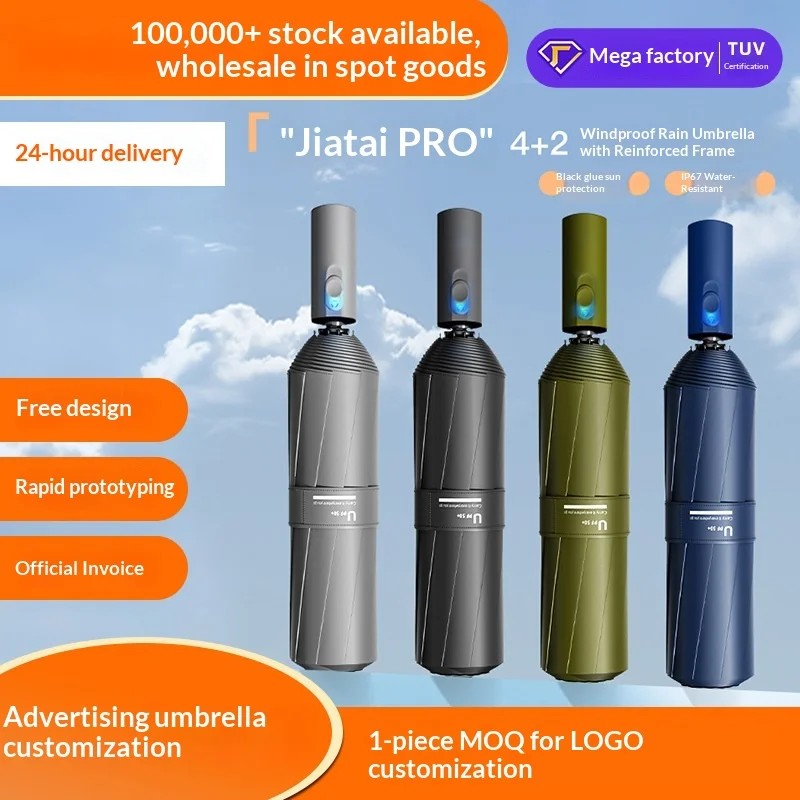 Fully Automatic Folding Umbrella with Iron Ribs Wind Resistant & UV Protection Heavy Duty Design for Sunny & Rainy Use