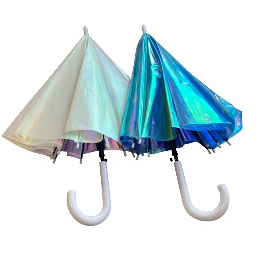 Holographic Clear Automatic Semi-Automatic Open Adult Windproof Umbrella for Weddings Parties Europe Design Straight Umbrella