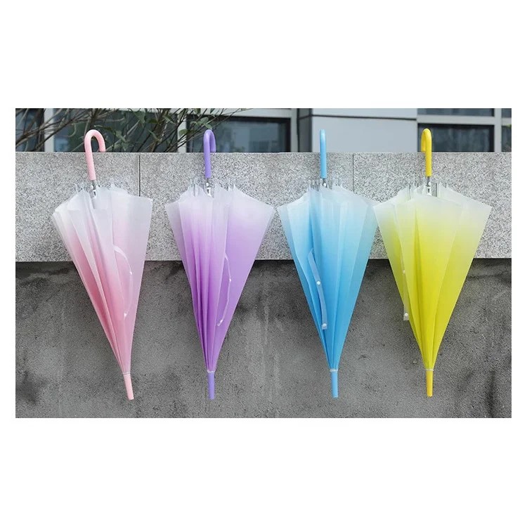 Rain Flower Gradient Color Long Handle Straight Umbrella Good Quality Disposable Wholesale Street Vendor UV Protection Umbrella