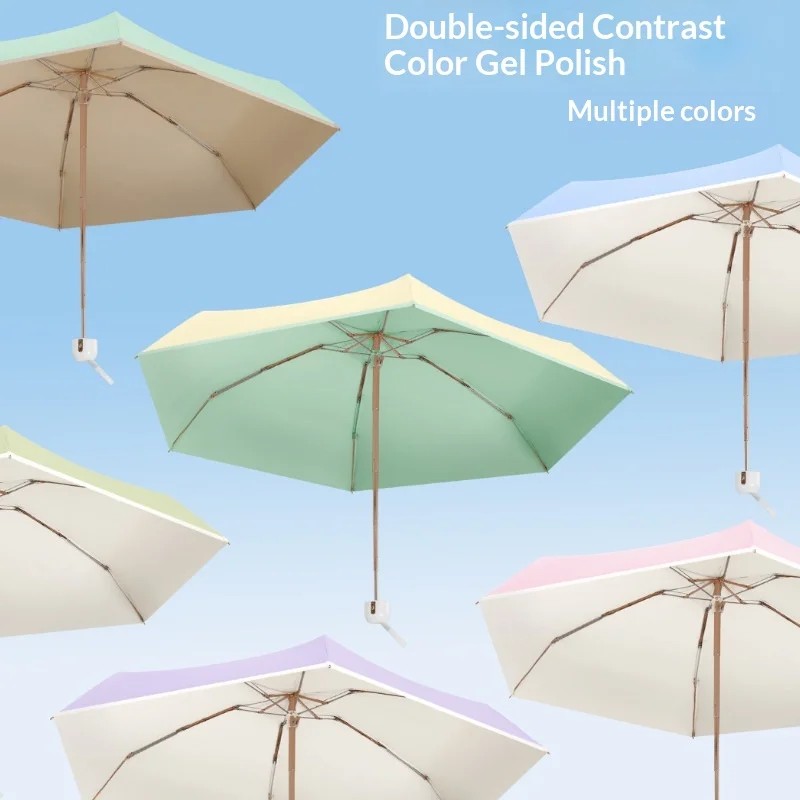 5 Fold Colorful UV Protection Foldable Sun Umbrella for Women Lightweight Compact Pocket Design Dual Use Sun Rain Business Gift