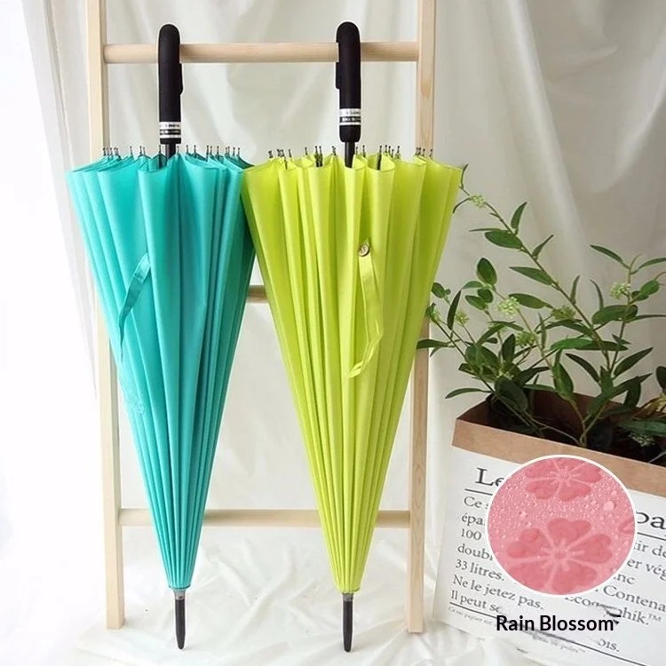 New Simple 24 Rib Steel Collision Cloth Water Blossom Windproof Double-person Rain Sunny Dual Use Umbrella