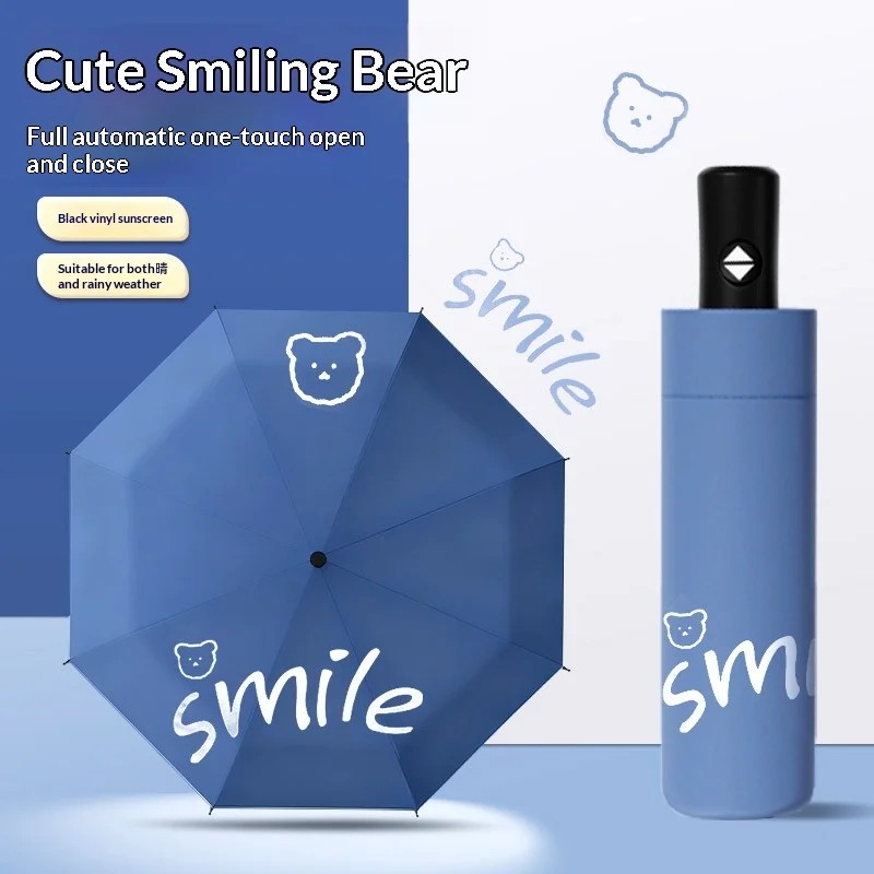 Automatic Student Double Umbrella Dual-Use Sun Rain Women's Thickened Enlarged Folding Children's Cartoon Design UV Protection