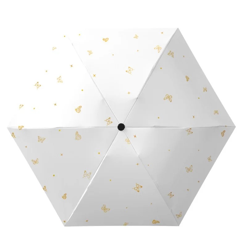 Gold Hook Manual Black Vinyl Modern Design Business Gift Sunshade Foldable UV Protection Women's Sun Rain Dropshipping Available