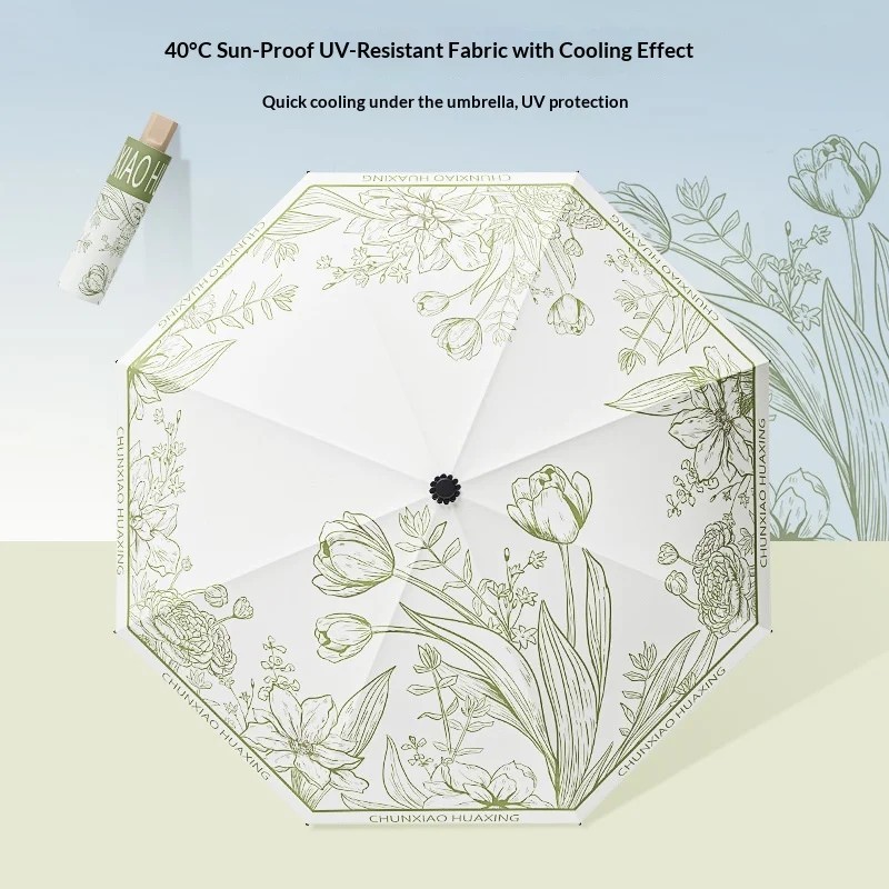 Traditional-style Manual Folding Umbrella Iron Reinforced Frame Thickened Panels for Sun Rain Protection UV Protection Business