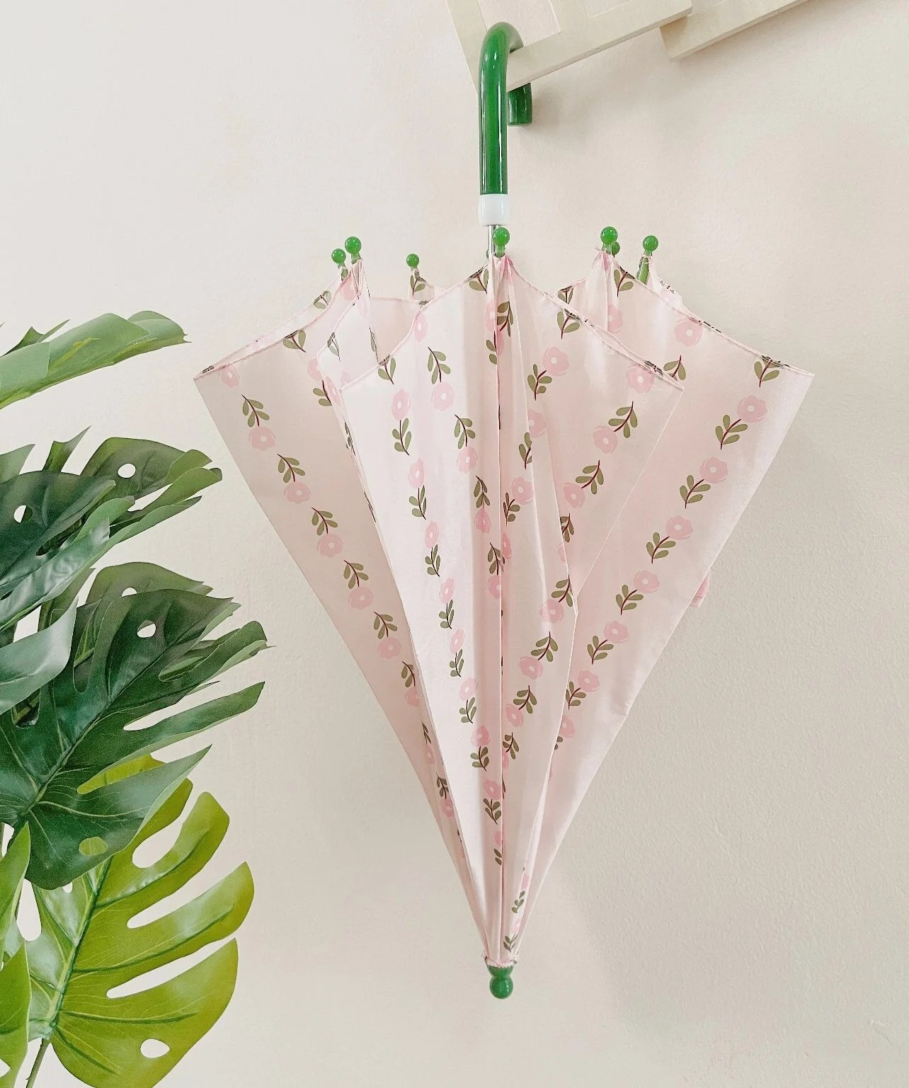 Children's Manual Straight Umbrella All Fiber Small Floral Pattern Modern Design 8 Ribs Popular on Instagram