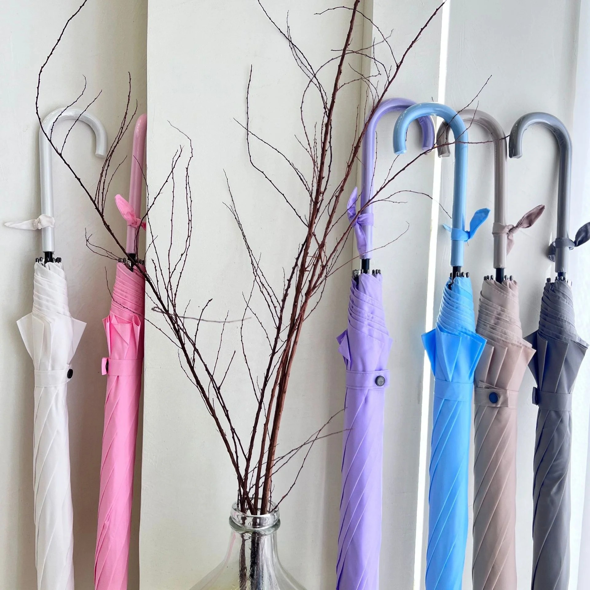 Wholesale Creative Advertising Umbrella Cat Shape Design Automatic Opening UV Protection Long Straight Handle Solid Color Gift