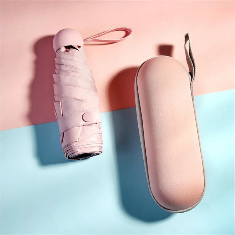 5 Fold Capsule Manual 8 Sun Umbrella Portable Sunscreen UV protection Sunshade Women's Rain Shine Dual Use Pocket Umbrella