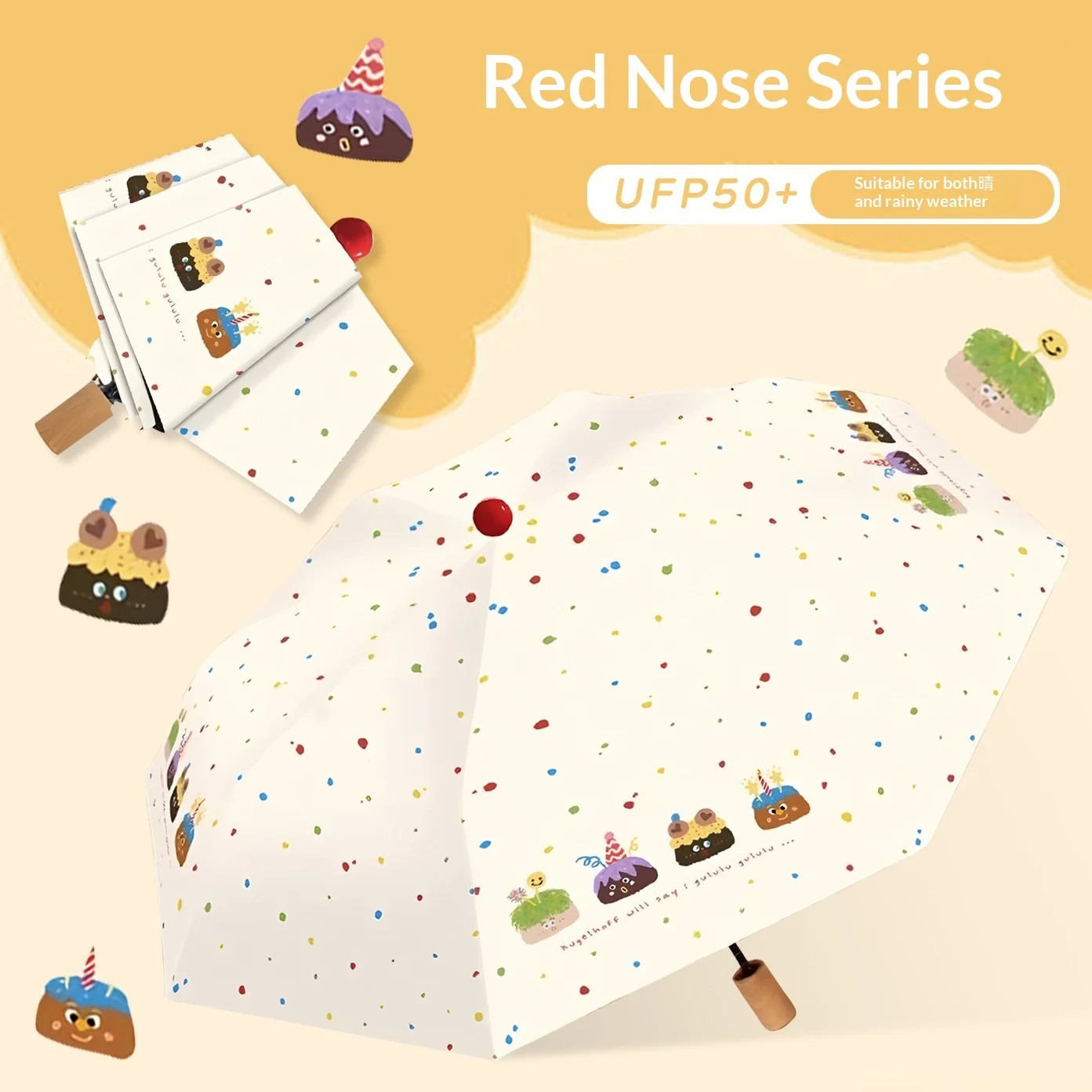 Wholesale Thickened Enlarged Manual Folding Umbrella Dual-use Sunny Rainy Days Student UV-proof Cartoon Design