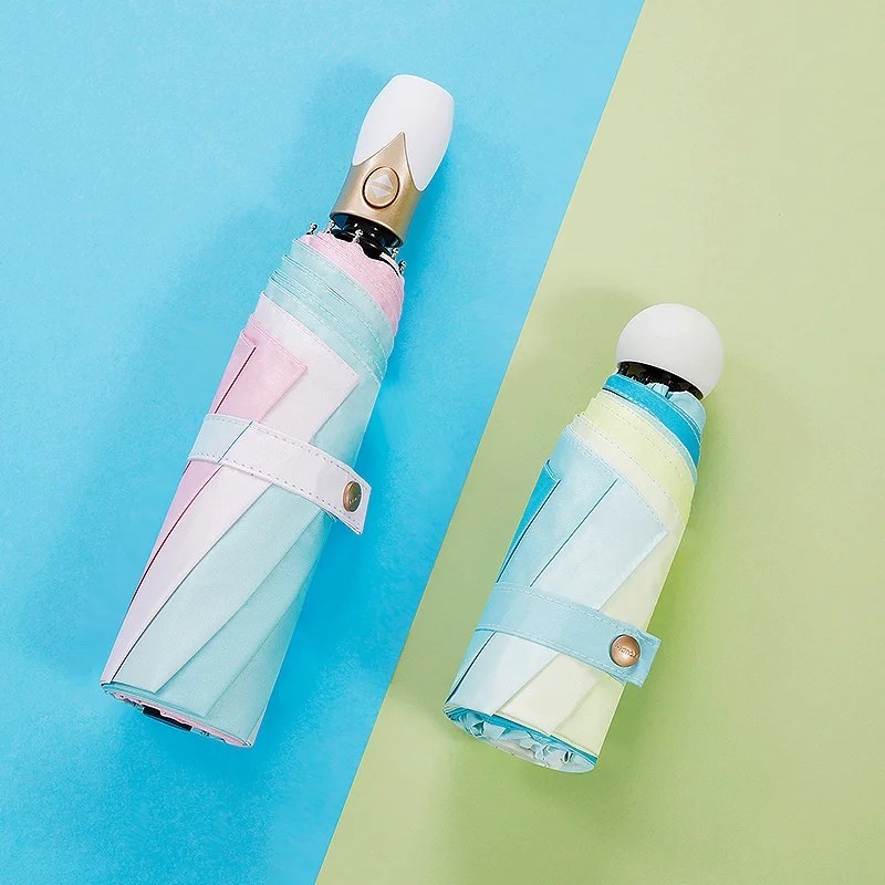 Stock Manual Five Fold Compact Capsule Umbrella with UV Protection Alloy Ribs Business Gift Wholesale Production