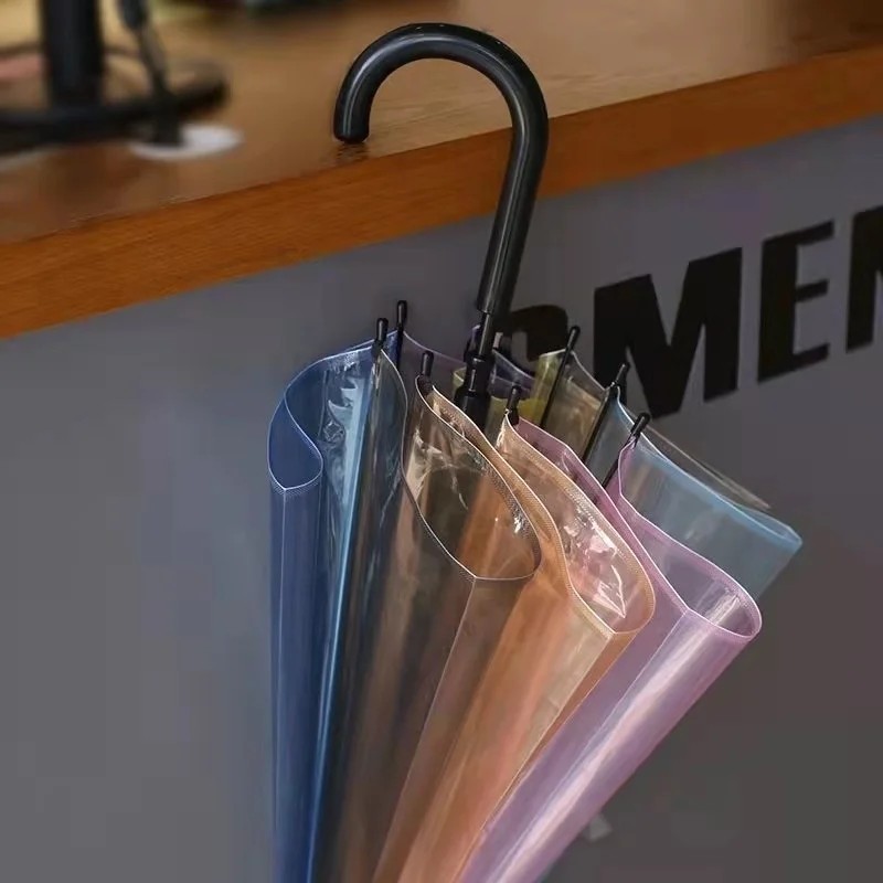 INS Japanese Style Fresh Cute Transparent Women's Student Umbrella Internet Popular Automatic Long Handle Plastic 8 Umbrella