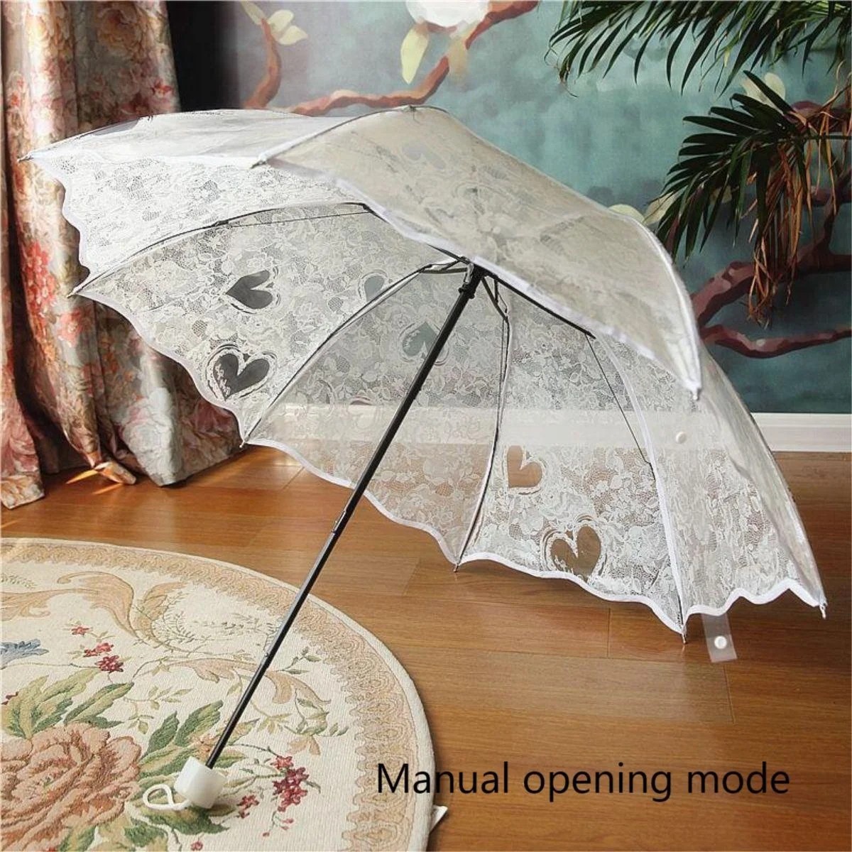 Cross Border Exclusive Love Transparent Plastic Manual Umbrella Reverse Folding Korean Creative Student Umbrella Fresh Style