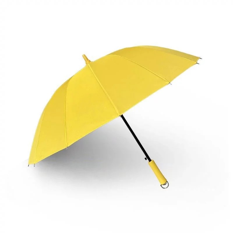 Yellow Casual Umbrella Wind-Resistant 16 Iron Ribs Long EVA Handle for Two People