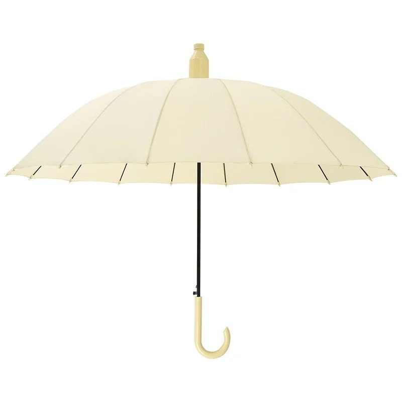 16 Rib Manual Women's Straight Rod Iron Umbrella Color Matching Waterproof Cover Rainproof Windproof Customizable Umbrella