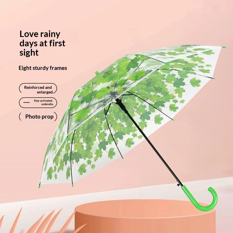 Manufacturer Wholesale Flower Umbrella Bird Cage Sun Umbrella Transparent Beautiful Princess Arched Mushroom Maple Leaf Fully