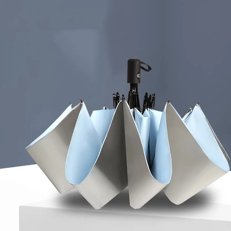 Full Automatic Titanium Silver Advertising Umbrella for Women Dual Use Sunny & Rainy Days UV-proof Steel Ribs 8 Ribs