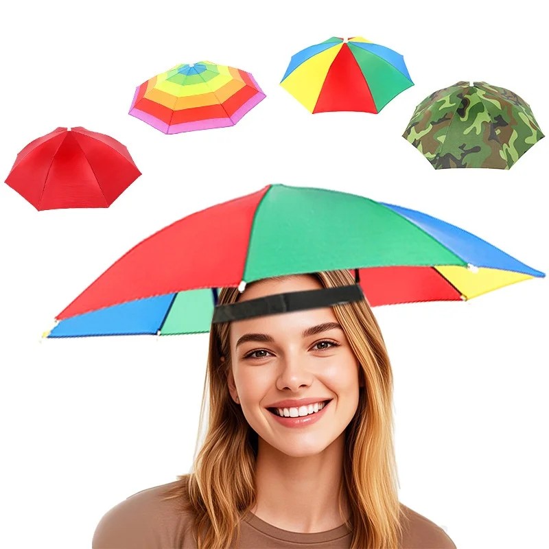 Outdoor Head Mounted Umbrella Silver Glue Heat Insulation Folding Cap Children's Adult's Sun Umbrella Sunscreen Rainproof