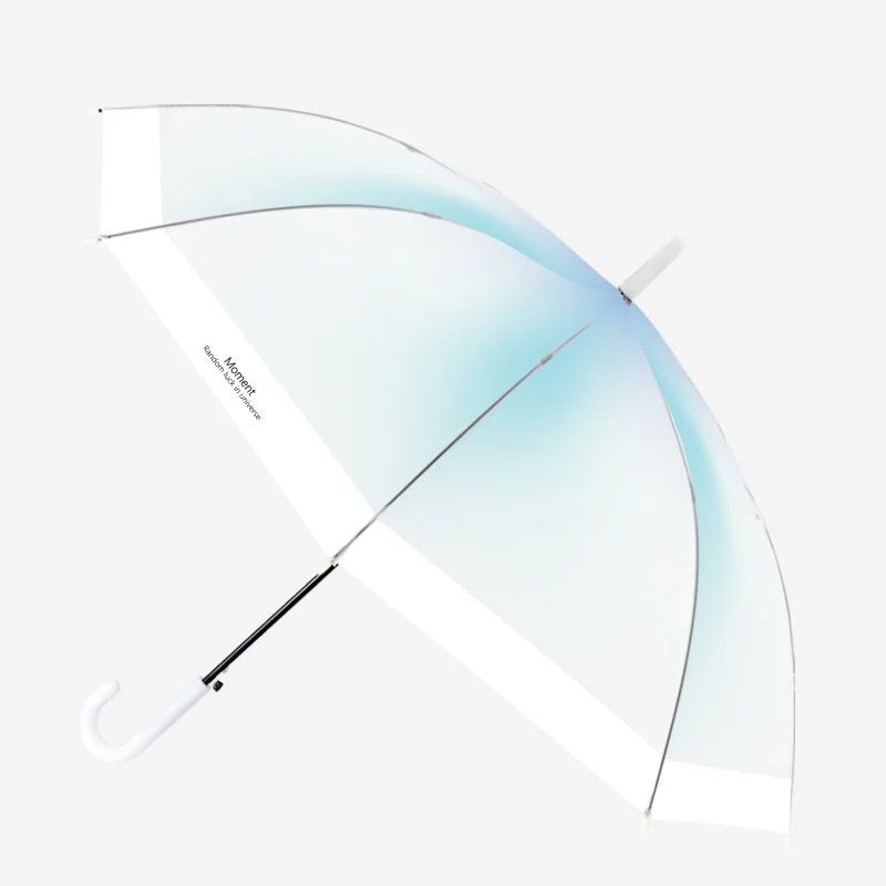 Daguangming POE Transparent Umbrella Adult High Aesthetic Value 8 Rib Curved Hook Straight Rod Semi Automatic Long Handle