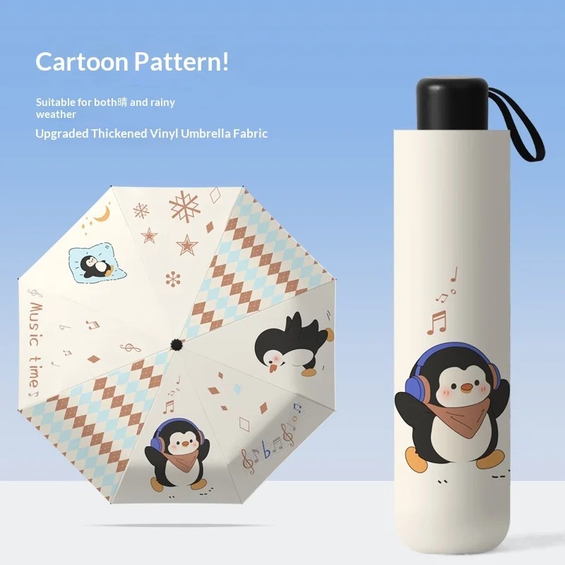 Hand-open Manual Three-folding Cartoon Adult Portable Sunscreen Rainproof Sunshade Umbrella Both Sunny Rainy Days Custom logo