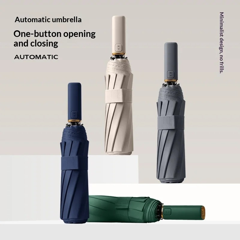 10-bone Fully Automatic Folding Umbrella Dual-Purpose Rain Sun UV Protection Business Gifts Modern Design Wholesale Large